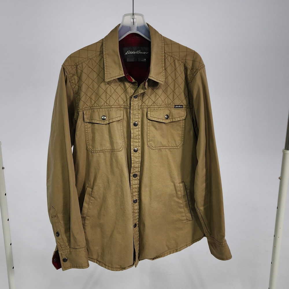 Eddie Bauer Men's Beige Quilted Shirt Jacket